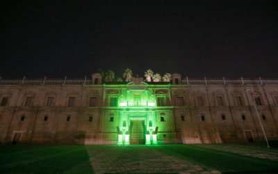El Parlamento de Andalucía, junto a más de medio centenar de edificios emblemáticos en toda Andalucía, se iluminan de verde para visibilizar el #DiaMundialSaludMental.  Así se nos ve mejor!! #PrioridadSaludMental