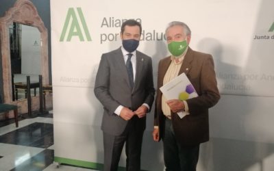 Francisco Campos, en representación de Feafes Andalucía Salud Mental se reúne junto a los demás miembros de CERMI Andalucía con el presidente de la Junta, Juanma Moreno