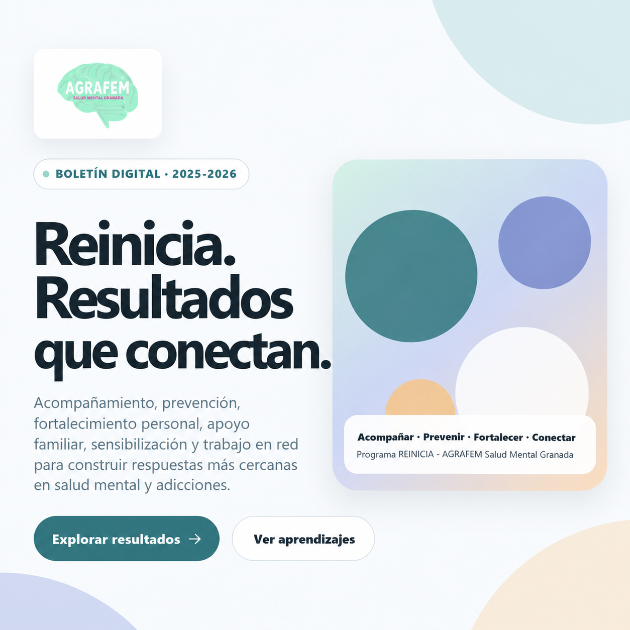 AGRAFEM presenta «Reinicia», un boletín digital que recoge resultados y aprendizajes para avanzar en salud mental y adicciones